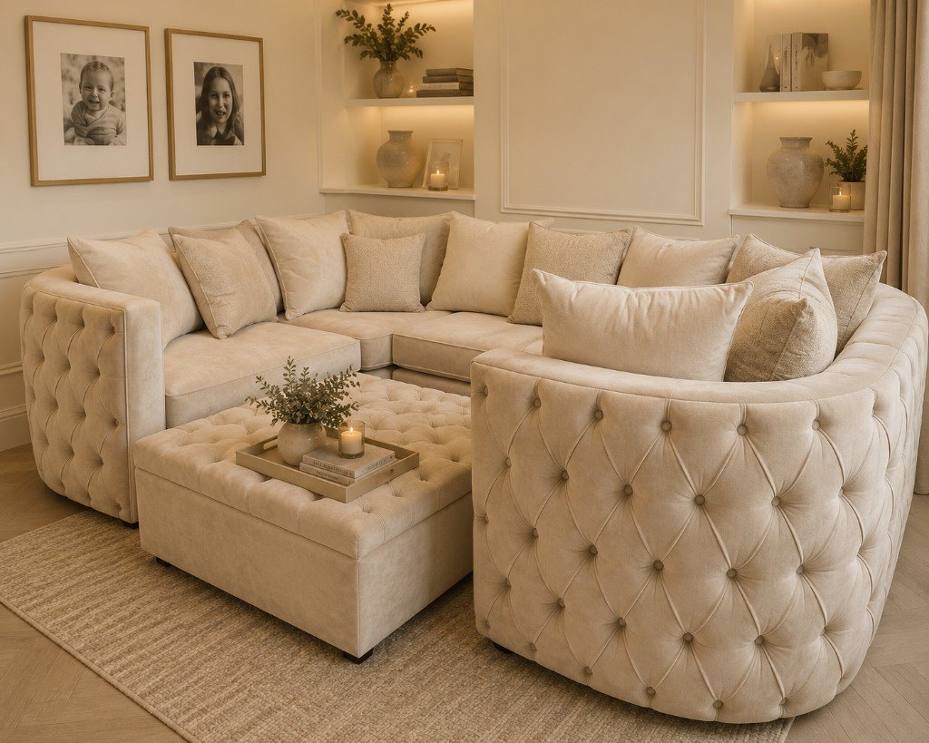 Cream buttoned corner