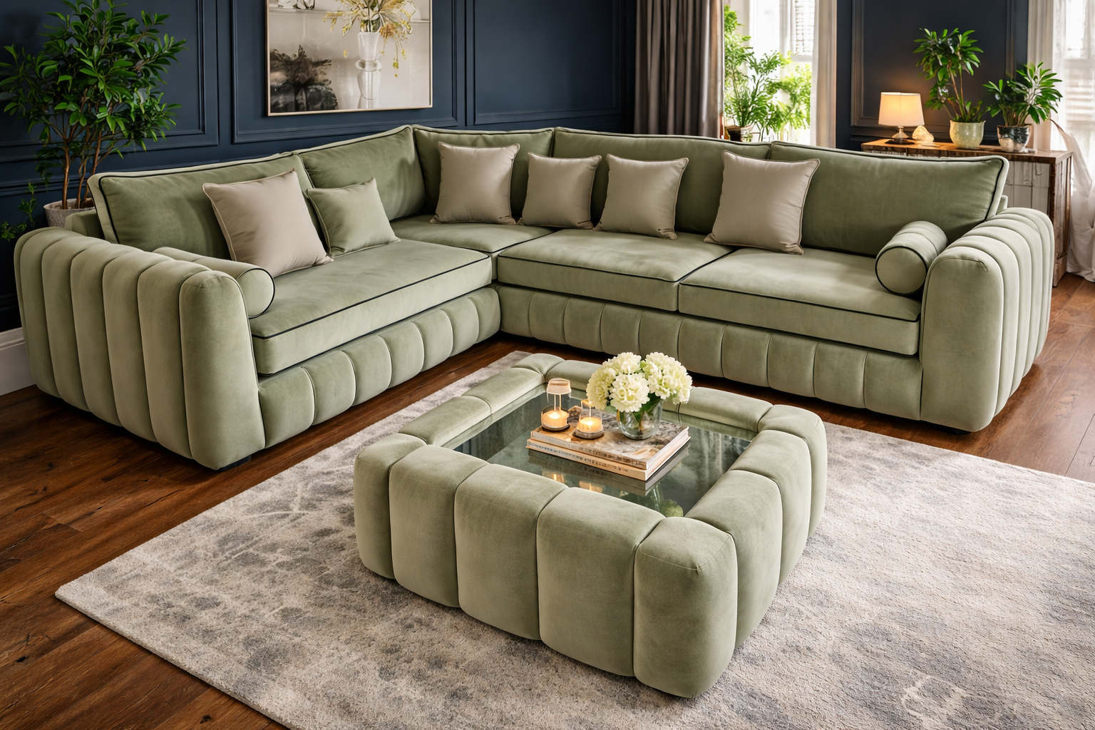 interior design sofa luxury curved bespoke UK