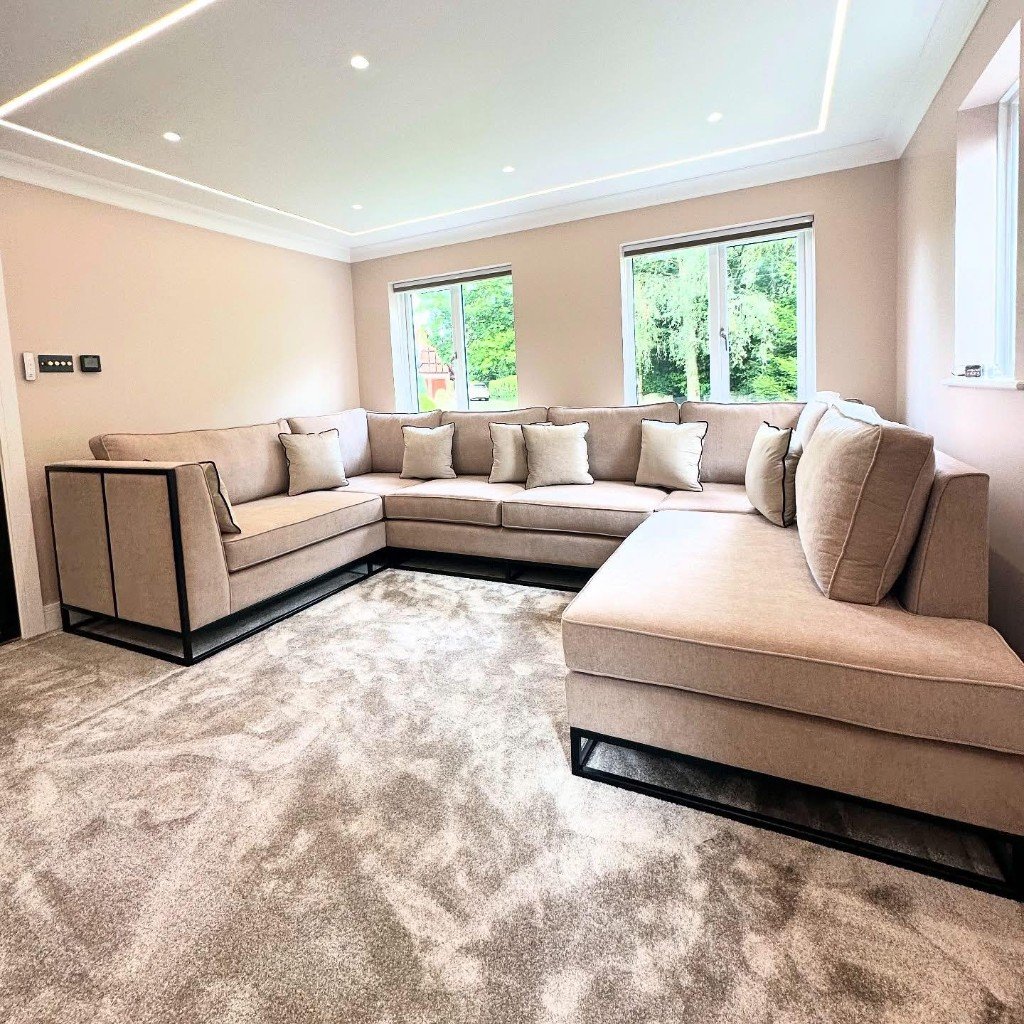 L-shaped sofa, beige