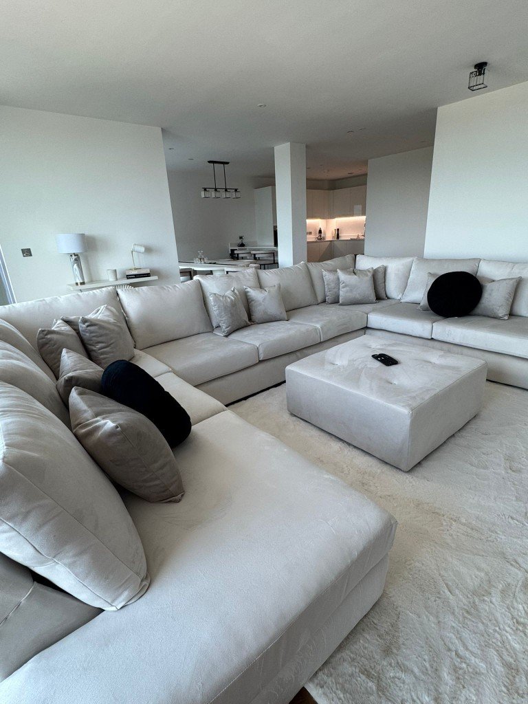 U-shaped sectional, cream